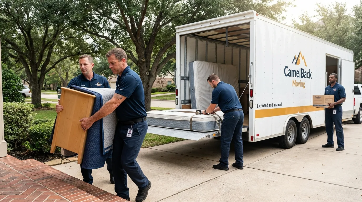 Crew loading residential truck for cross-state move from Sabina, OH